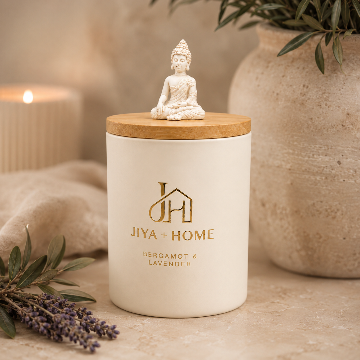 Buddha bergamot and lavender keepsake candle