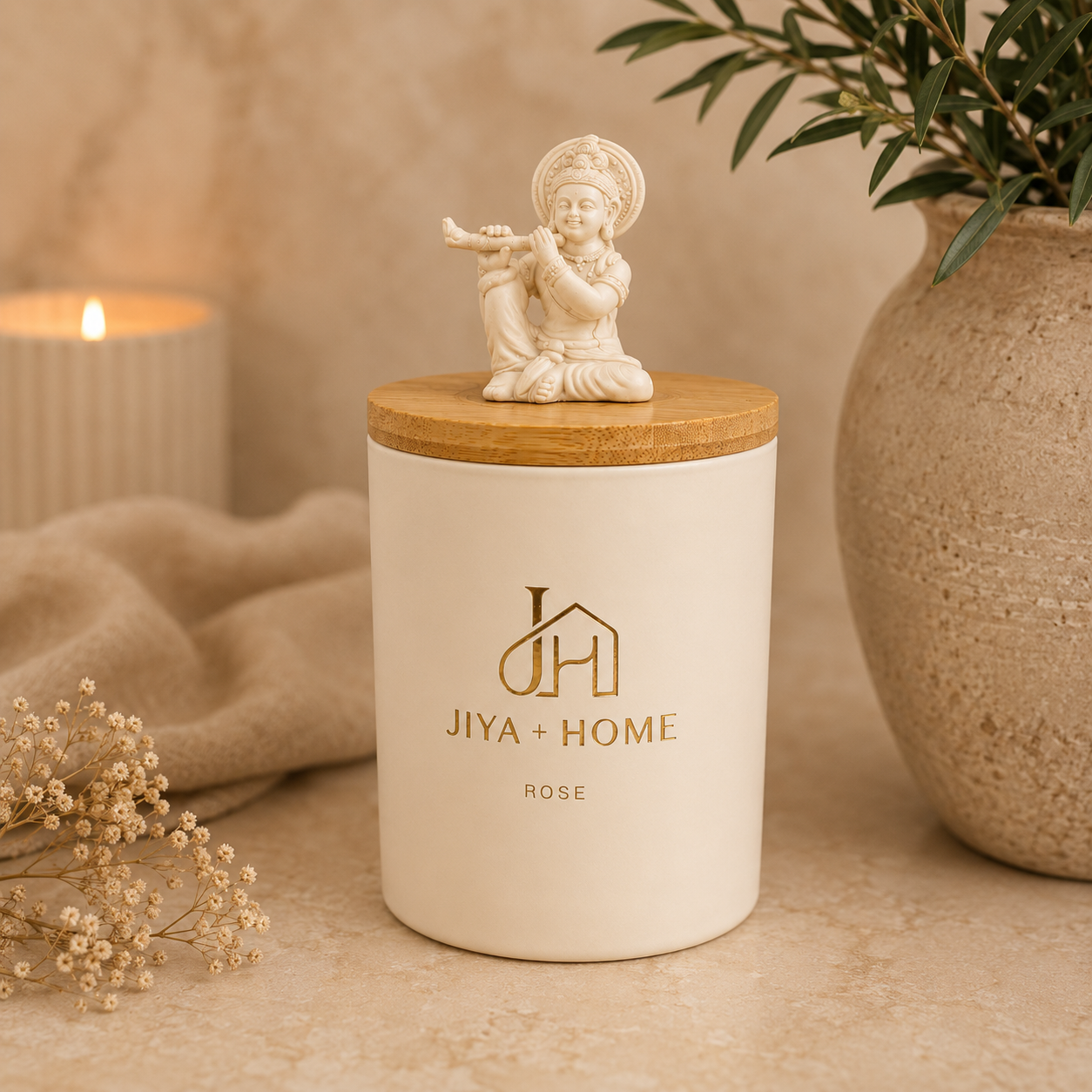 Krishna rose keepsake candle